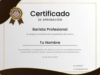 Certificado internacional del Curso de Barista